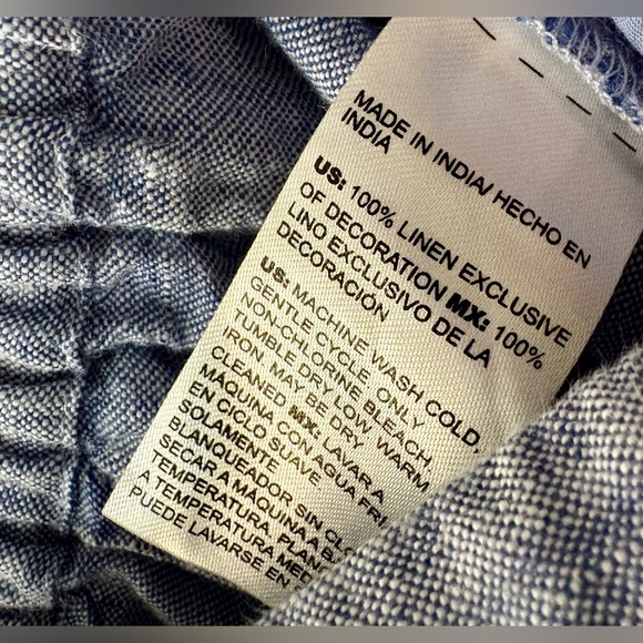 Chico’s 🩵 Blue Chambray 100% Linen Cropped Embroidered Pants size 10 - Picture 5 of 5